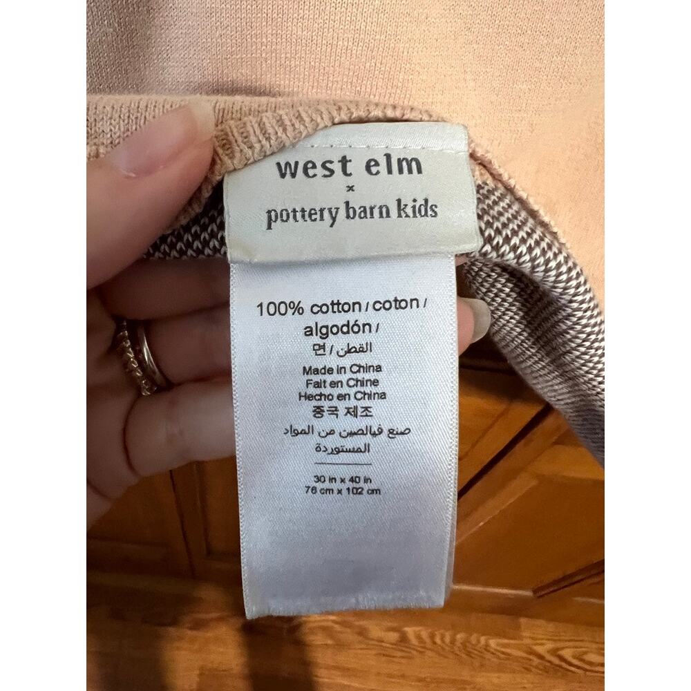 West Elm x Pottery Barn Kids Zebra Knit Throw Blanket Tan Brown 30x40 Cotton - Picture 5 of 9